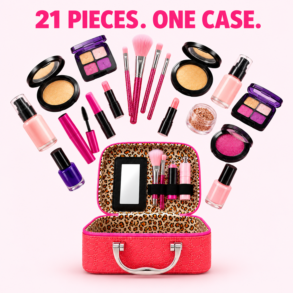 21 Blushbox pieces above the open case